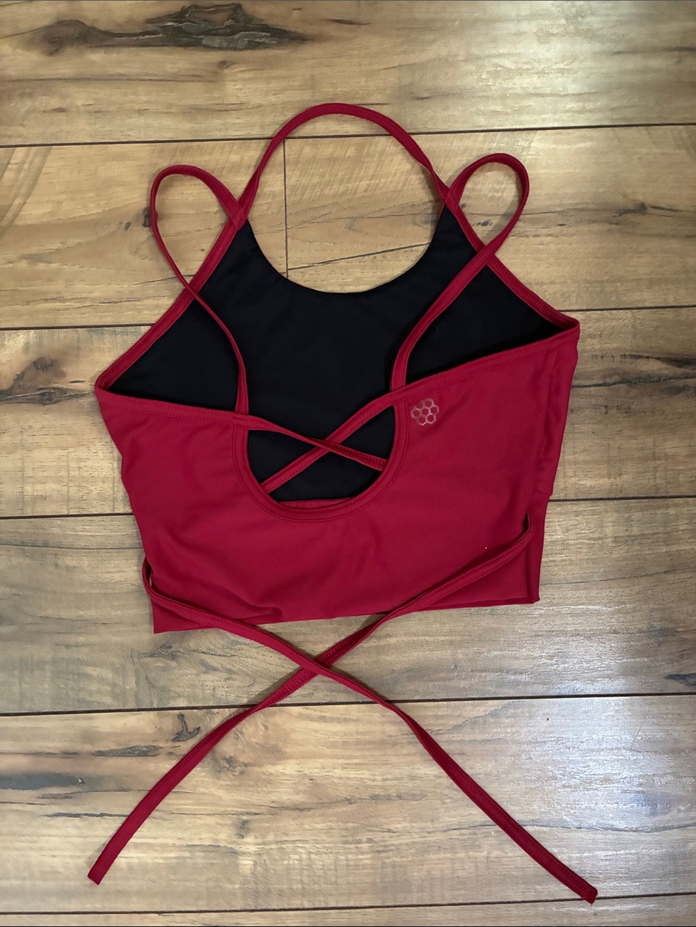 Honeycut Dance Women’s Red Strappy Sports Top with Crisscross Back